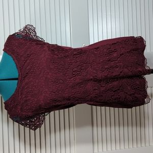 Burgundy Blouse with lace/knit overlay